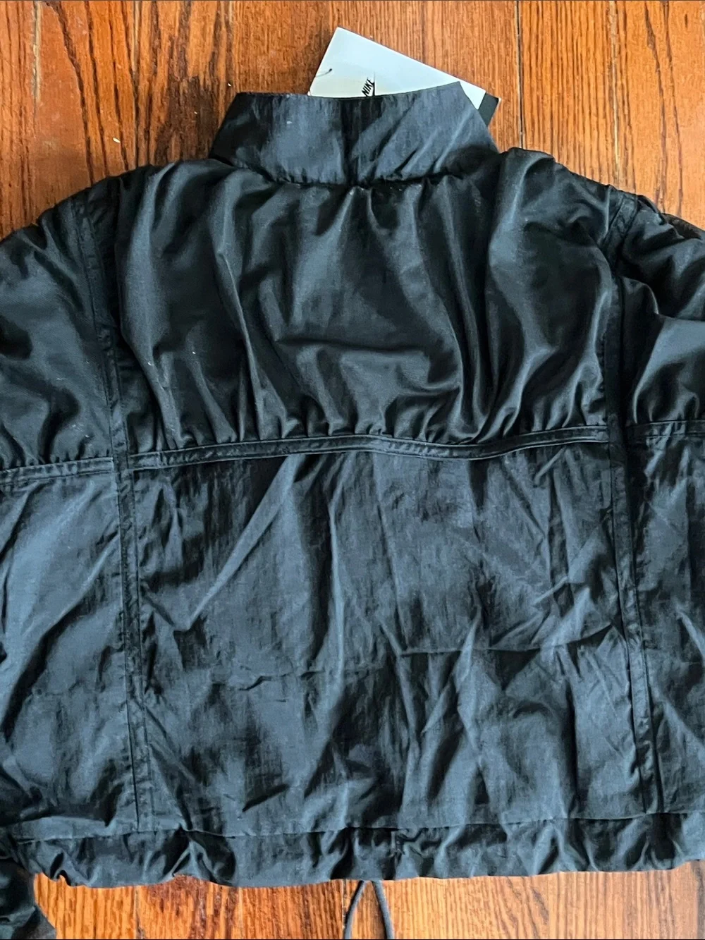 Nike Black Cropped Bomber Jacket with Drawcord Hem girl medium size